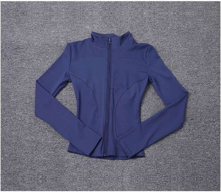 Jaqueta Esportiva Feminina de Manga Longa, Camisa de Treino, Casaco para Academia, Roupas de Yoga, Roupas Esportivas
