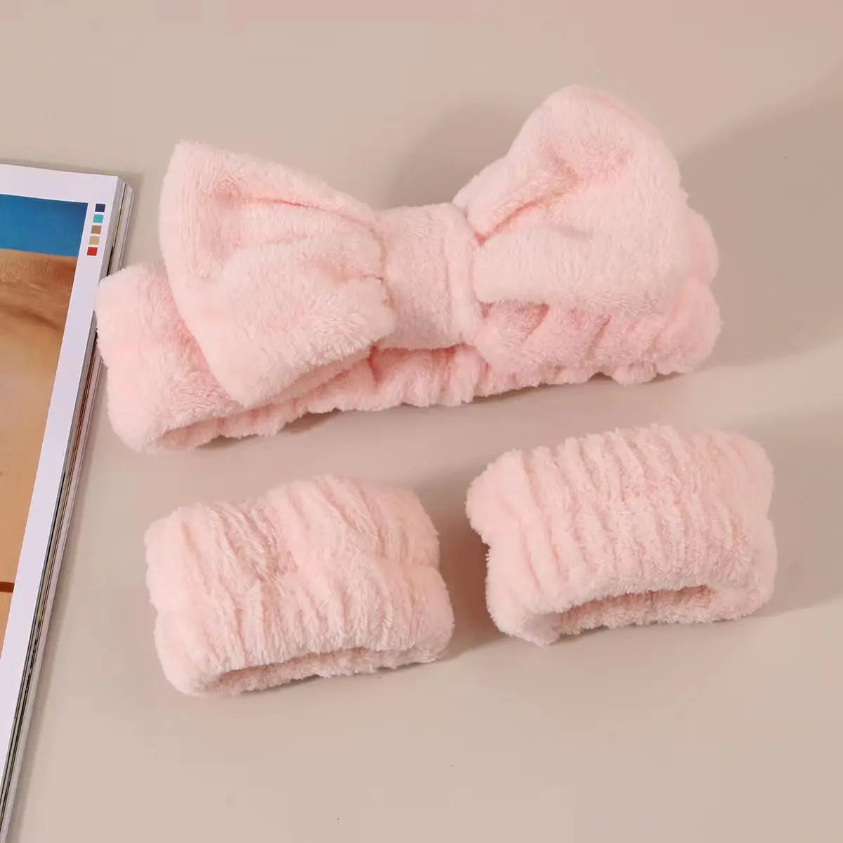 Faixas para Lavar o Rosto para Mulheres e Meninas - Faixas de Pulso Reutilizáveis para Spa, Toalha de Microfibra Macia, Faixas de Cabelo em Rede, Faixas de Suor para Corrida e Esporte