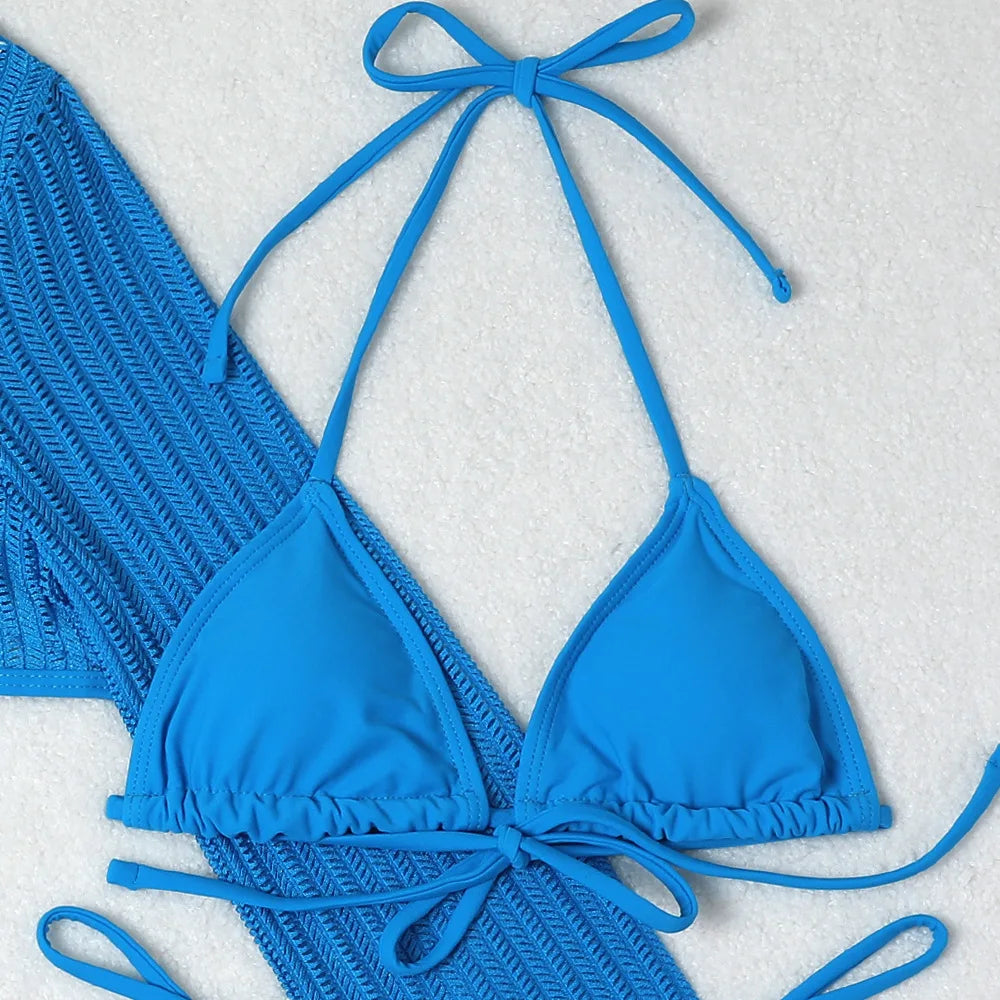 Biquínis Sexy 2025 Trajes de Banho Femininos Conjunto de Biquíni Brasileiro de Três Peças Roupas de Praia Trajes de Banho para a Piscina