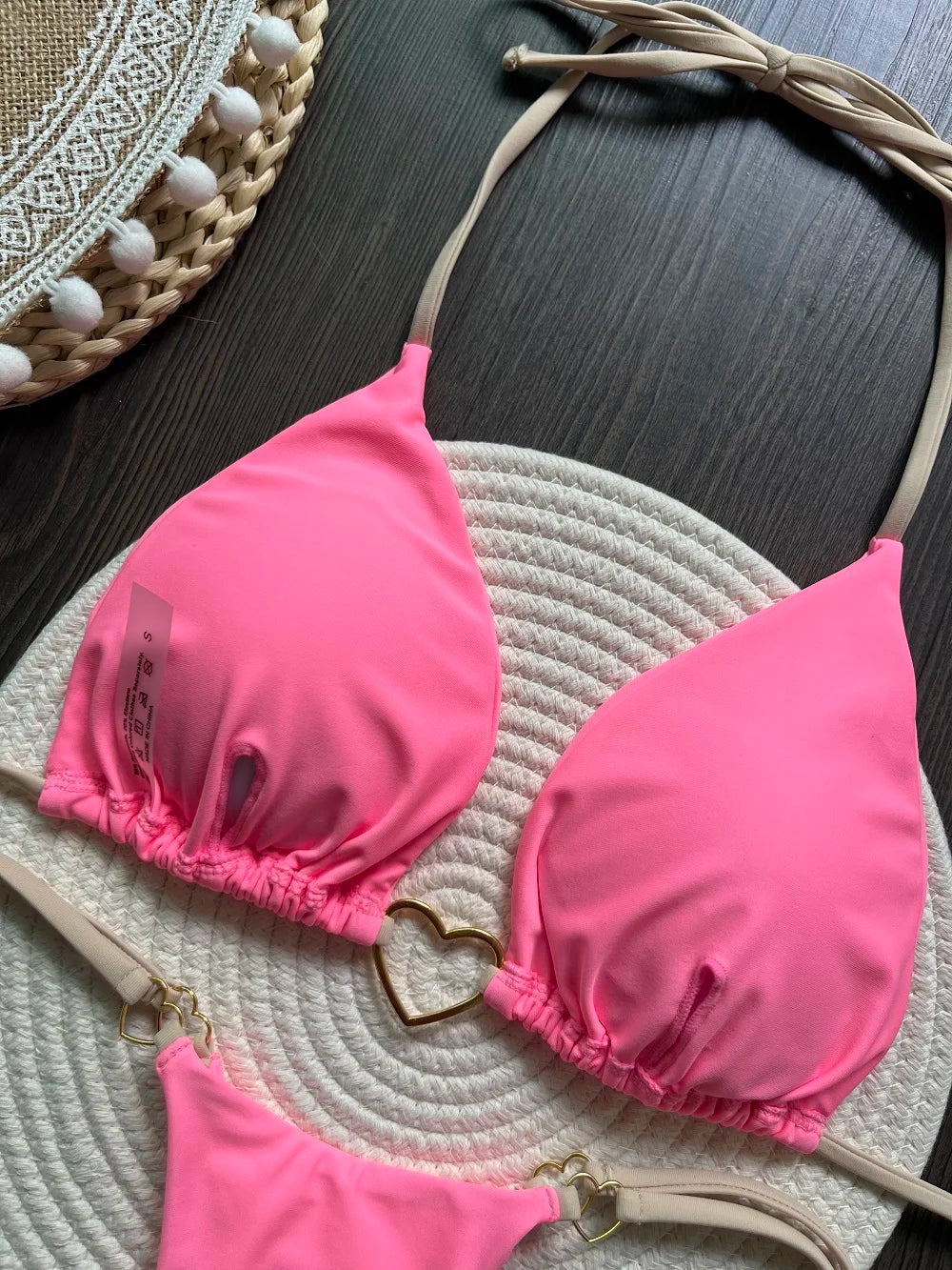 Conjunto de Biquíni Sexy Halter de Cor Sólida RUOTONSEPT, maiô feminino de duas peças, com triângulo e fio dental, traje de banho estilo brasileiro.