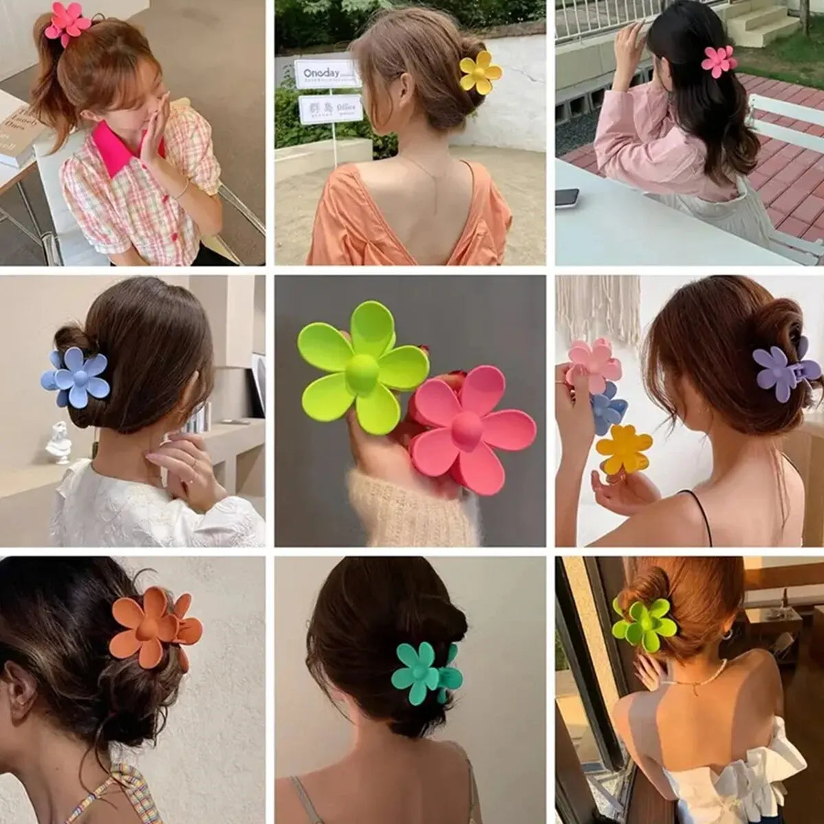 Conjunto de 8 peças de grampo de flor da moda para mulheres e meninas, clipes de cabelo doces, presilhas de cabelo, grampos coreanos, clipes de caranguejo, acessórios para cabelo feminino