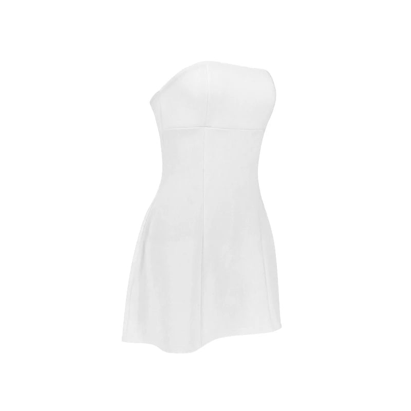 Vestido A-Line Sexy para Mulheres, Novo, Sólido, Sem Mangas, Ombros à Mostra, Vestidos Justos, Moda Elegante para Festa e Balada