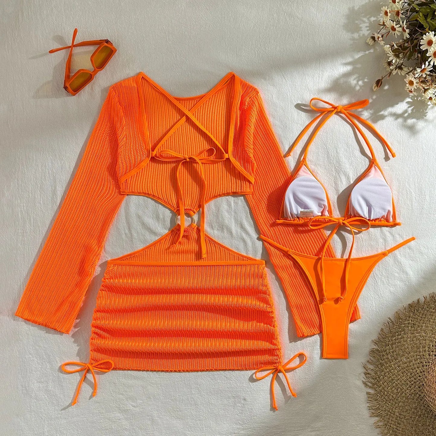 Biquínis Sexy 2025 Trajes de Banho Femininos Conjunto de Biquíni Brasileiro de Três Peças Roupas de Praia Trajes de Banho para a Piscina