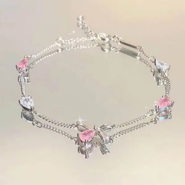Pulseira de Pérola da Lua Coreana Romântica para Mulheres, Elegante e Exquisita, com Encanto de Estrela e Coração, Braceletes de Cadeia para o Natal.