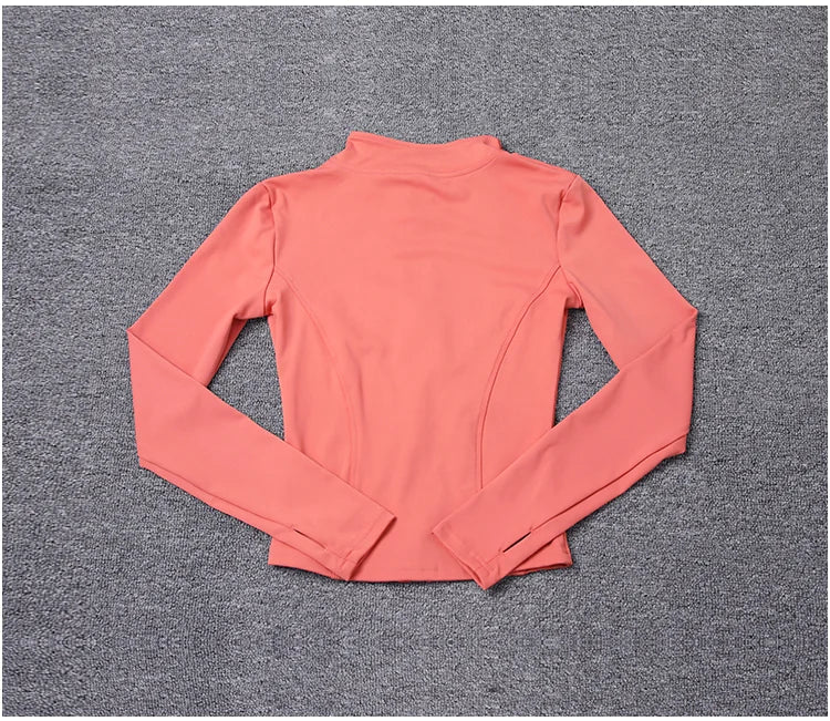 Jaqueta Esportiva Feminina de Manga Longa, Camisa de Treino, Casaco para Academia, Roupas de Yoga, Roupas Esportivas