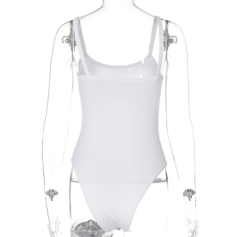 Strap Sólido Bodycon Sexy Body Casual Básico Branco Verão Bodysuit Tops Femininos Sem Mangas Bodysuits Transparente Macacão Slim