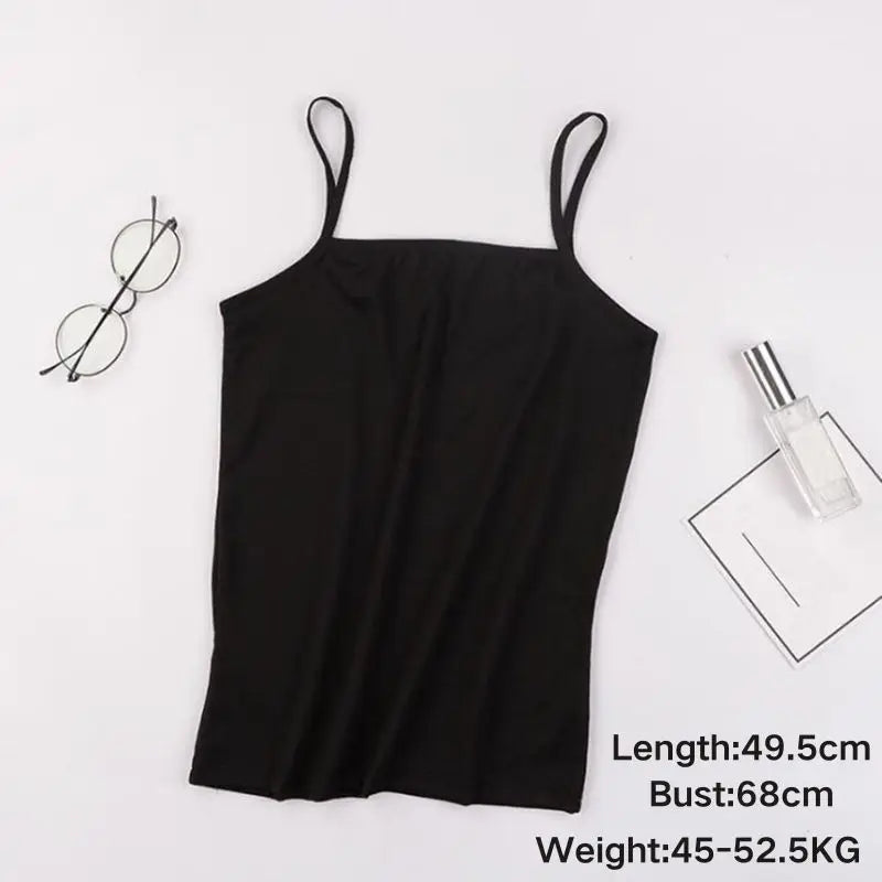 Top Crop de Algodão Sem Mangas para Mulheres - Camisole de Alças Finas, Melhor Base para Meninas