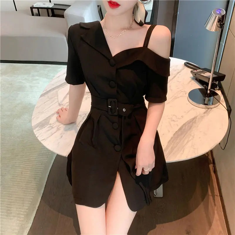 Vestidos para Mulheres 2024 Roupas de Seda para Ocasiões Formais Blazer Vestido Feminino de Cetim Chiffon Mini Curto Sensual Sexy Macacão Novo em X