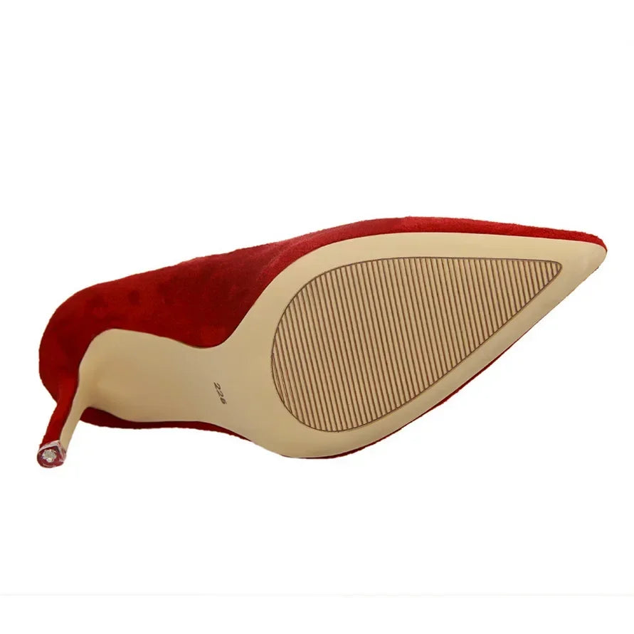 Sapatos de Salto Alto Femininos Elegantes em Lã Laranja Roxo para Festa de Banquete à Noite, Scarpin Clássico em Burgundy, 9cm de Salto Alto, Tamanho Plus