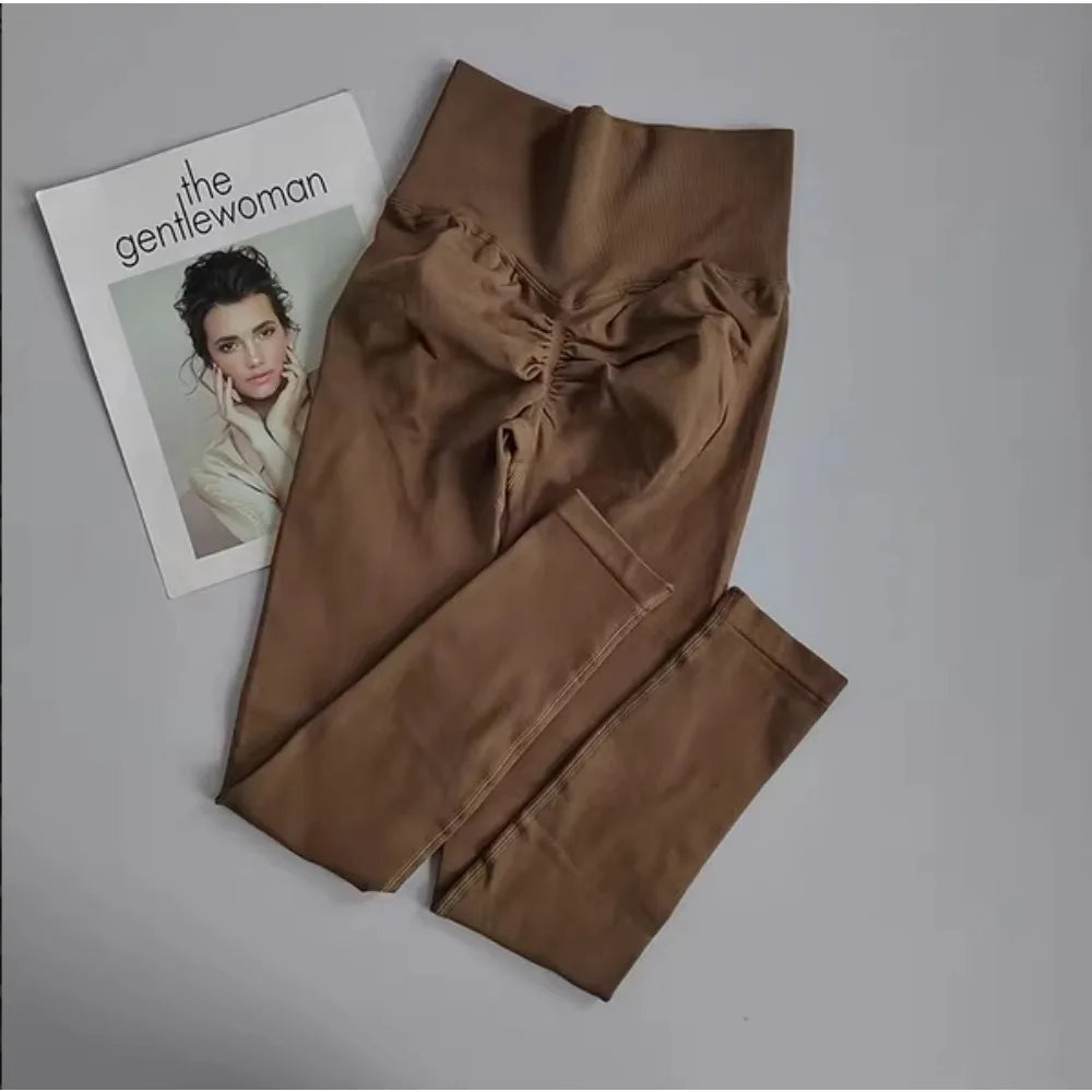 CALÇA LEGGING ALTA SEM COSTURA PARA MULHERES, FITNESS, YOGA, TRANSPARENTE, CORRIDA, SECAGEM RÁPIDA, COM EFEITO RABINHA DE NADADORA