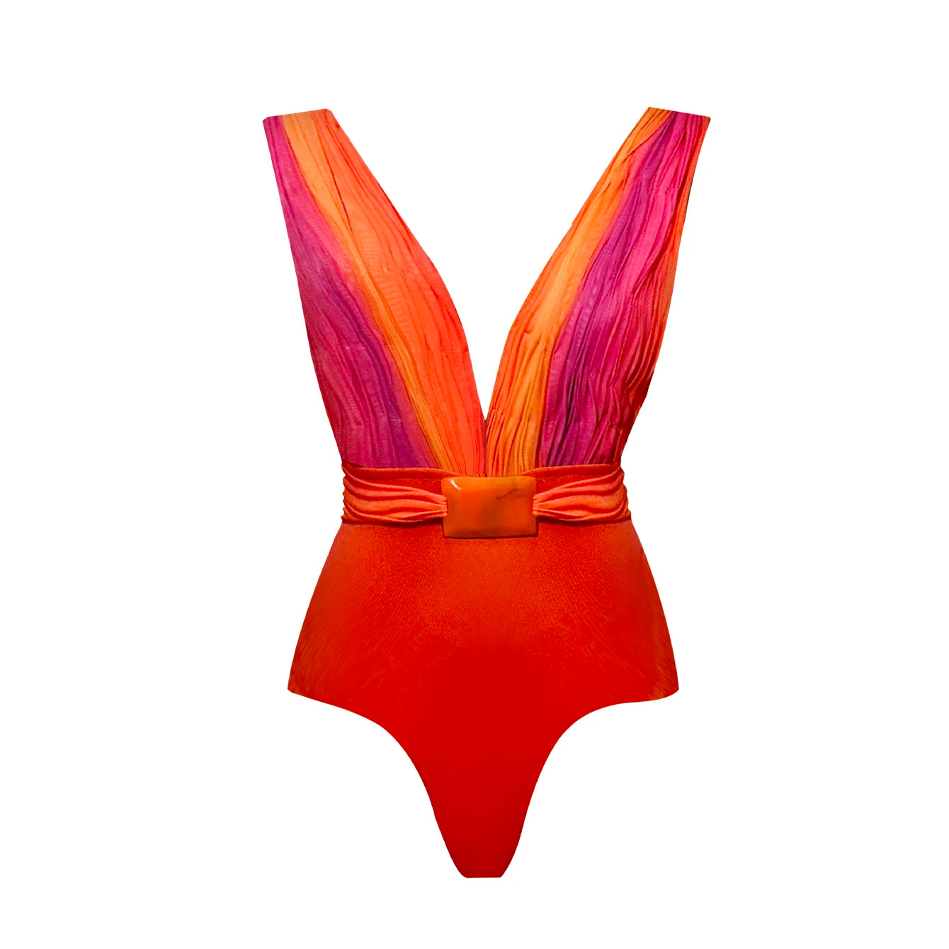 Maiô em 2 peças com decote em V profundo e saia longa, roupas de banho femininas sexy, biquíni brilhante, maiô estampado, moda de praia