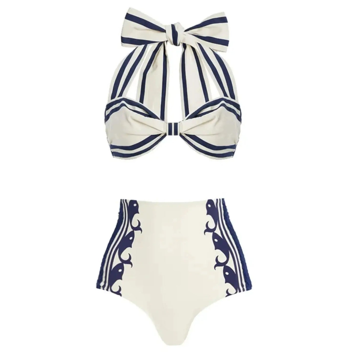 Conjunto de 2 peças de maiô listrado com saia longa, biquíni sexy feminino com push up, halter, biquíni feminino, traje de banho modelador, roupa de praia.