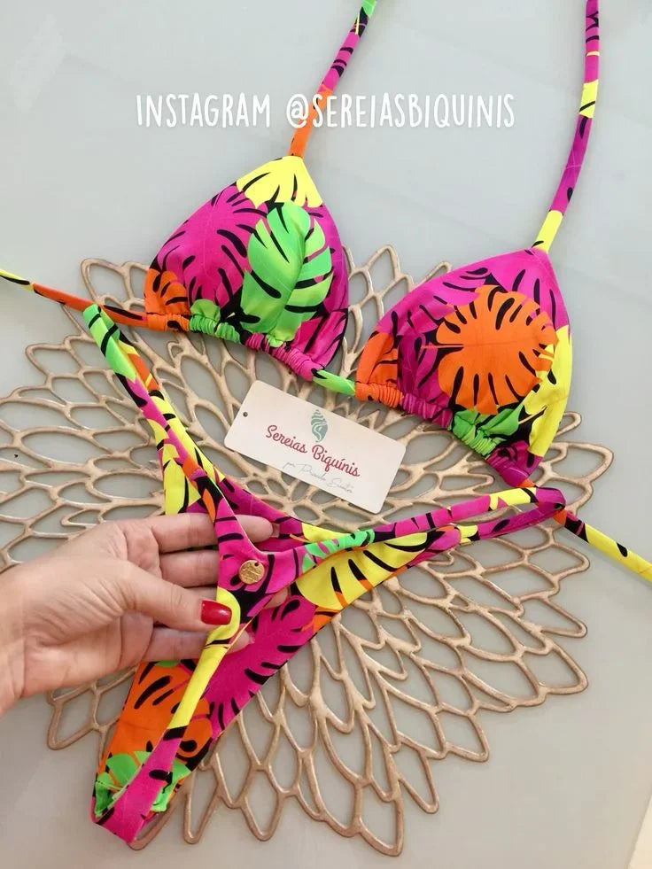 Novo Biquíni Feminino Sunga de Praia Férias Roupa de Banho Conjunto de Biquíni Estampado de Leopardo Roupa de Praia Sunga Biquíni
