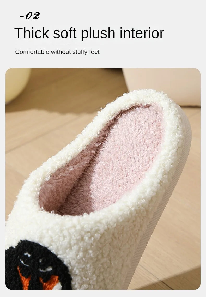 Pantufas de pelúcia de cartoon de outono e inverno para mulheres e homens, antiderrapantes, macias, confortáveis, fofas e quentinhas.