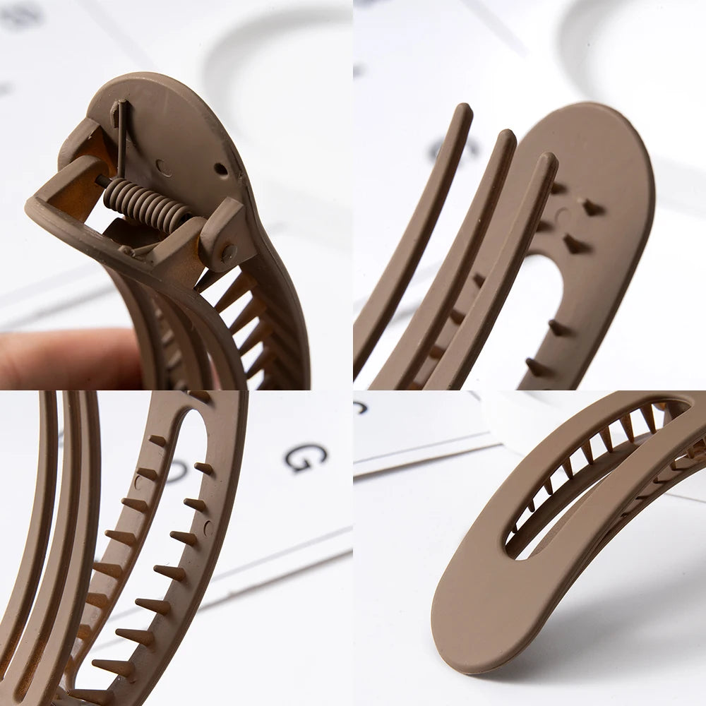 Clipes de Cabelo Grandes em Acrílico Fosco Coreano para Mulheres e Meninas, Acessórios de Cabelo da Moda, Cor Sólida, Fivelas de Cabelo Dentadas e Antiderrapantes BB