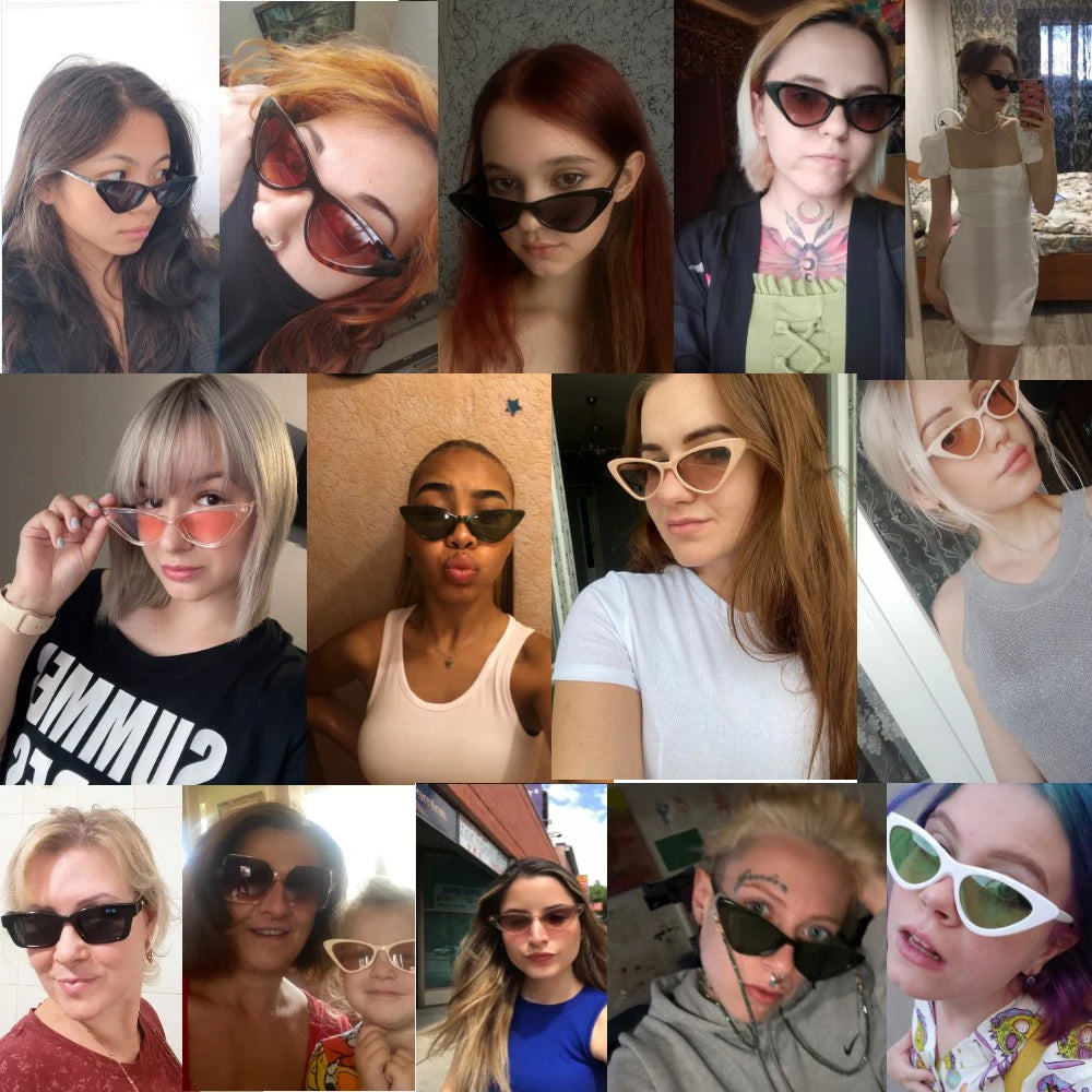 Novos Óculos de Sol Pequenos Cat Eye para Mulheres, Moda, Lentes Gradientes, Óculos de Sol Triangulares Femininos para Festas, Acessórios de Óculos UV400