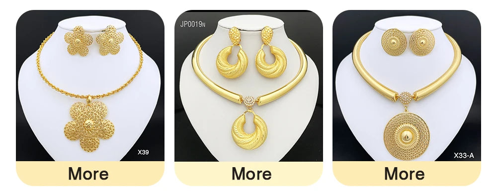 Conjunto de Joias em Ouro Dubai, Colar Cubano e Brincos para Mulheres, Jóias de Casamento para Noivas, Presente para Festa de Banquetet