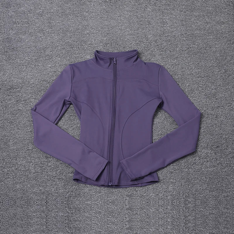 Jaqueta Esportiva Feminina de Manga Longa, Camisa de Treino, Casaco para Academia, Roupas de Yoga, Roupas Esportivas