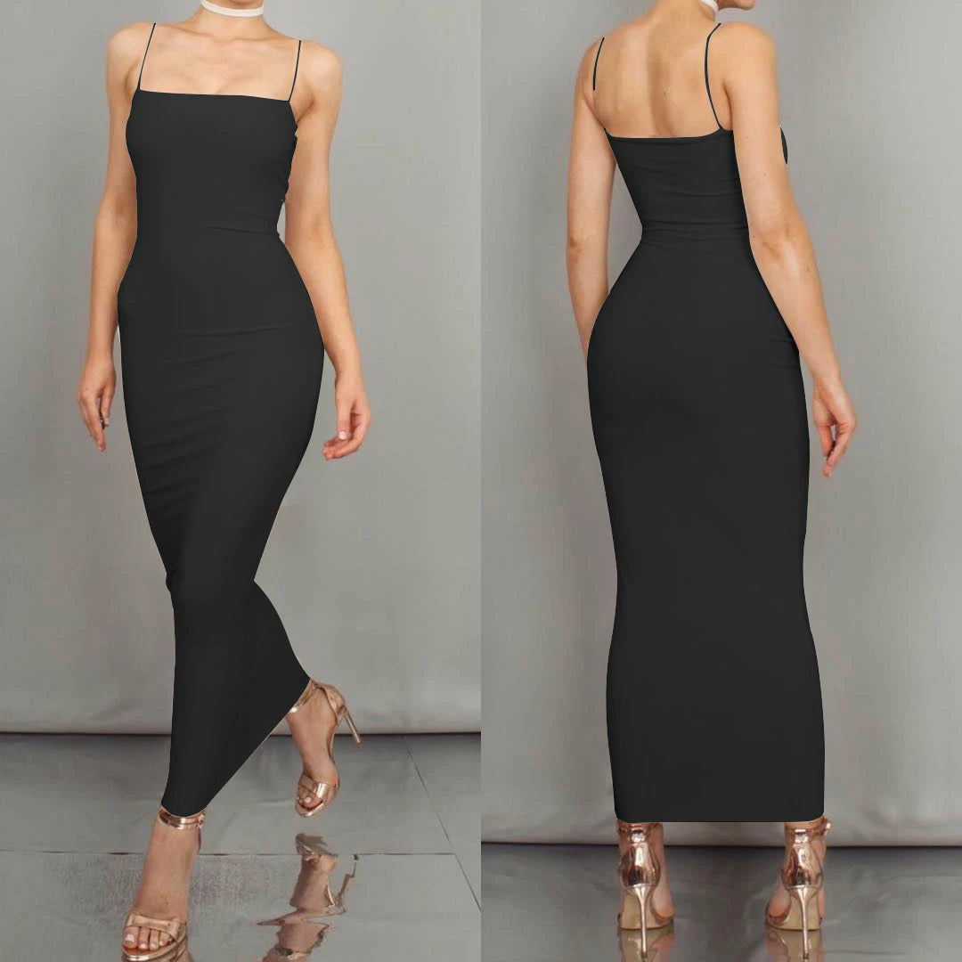 Vestido Longo de Alça Feminino de Verão JZ461, Vestido Suspender Sexy para Clube
