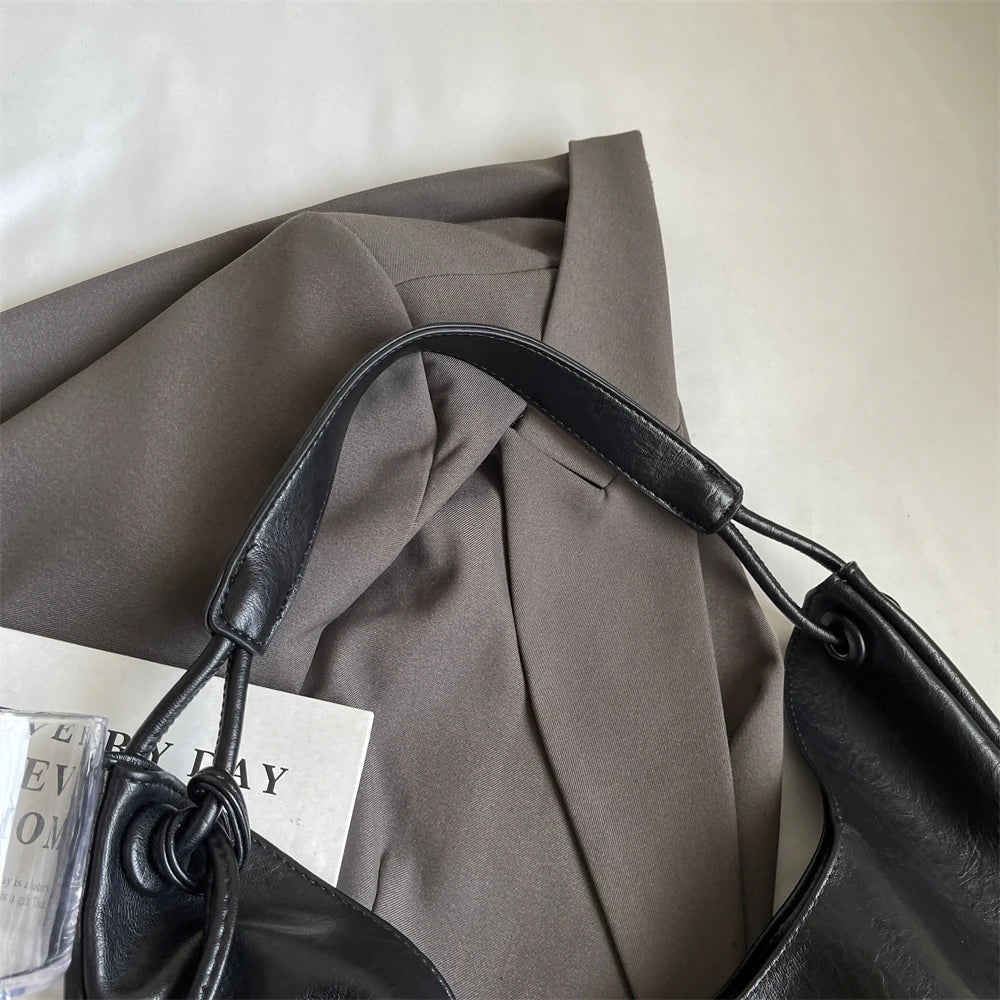 Burgundy 2-IN-1 Shoulder Tote Bags For Women Soft PU Leather Solid Color Large Capacity Shopping Hobo Bag With Coin Purse 2024