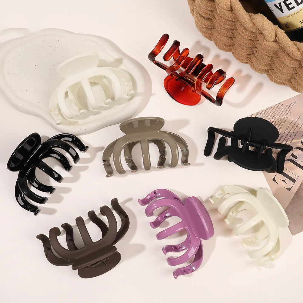 Garrafa de Cabelo Grande Feminina, Presilha de Cabelo Simples de Acrílico Coreana, Grampos de Cabelo em Forma de Tubarão, Clipes Foscos para Penteados de Coque, Acessórios de Cabelo para Meninas