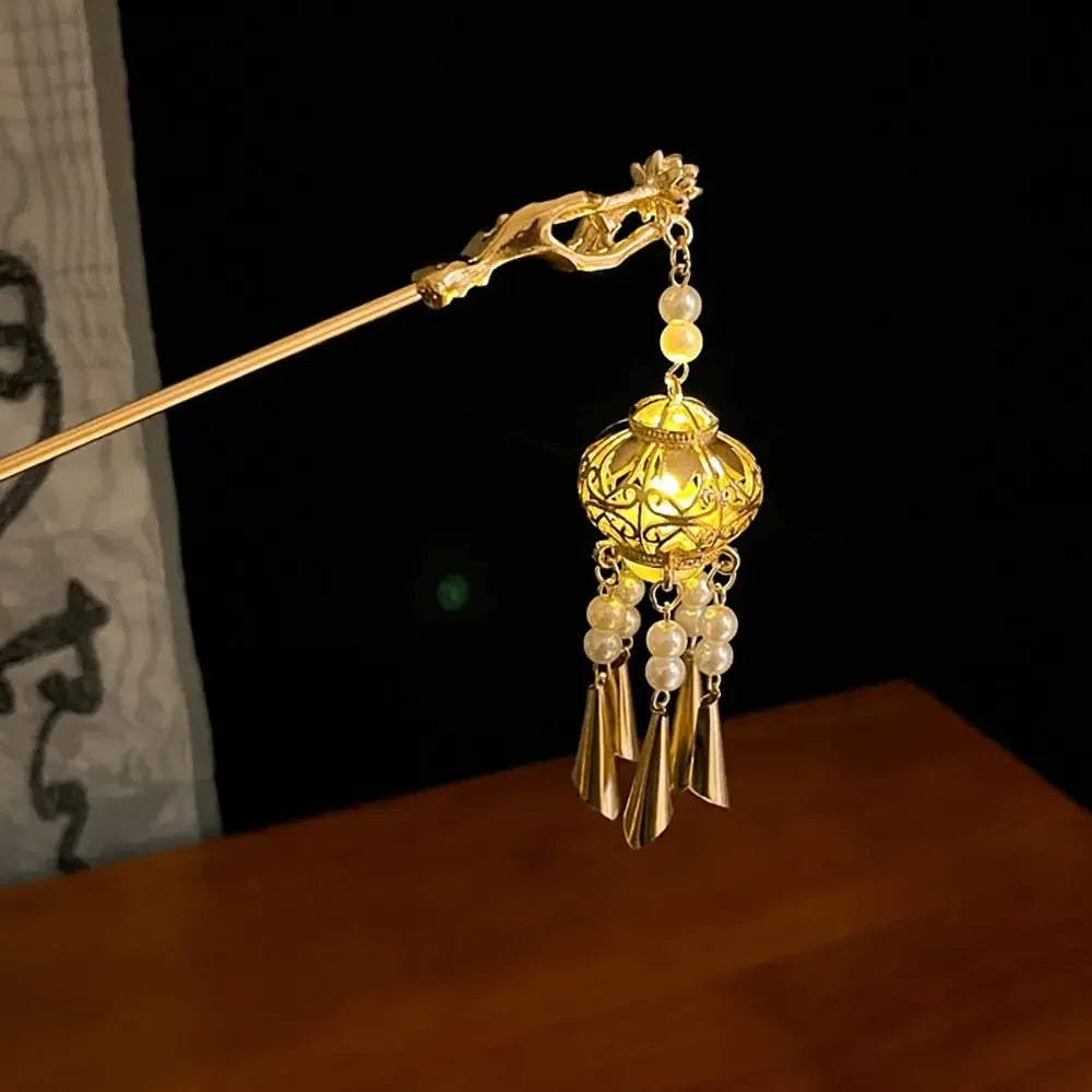 Pinhão de cabelo estilo chinês com hastes de metal, estilo antigo, com franja de orquídea, flor, tassel e acessórios para cabelo feminino.
