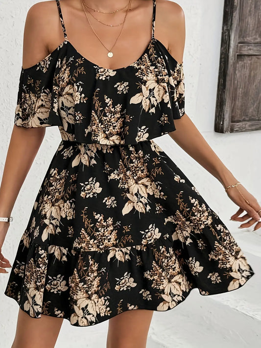 Elegante Vestido Mini com Decote Halter para Mulheres, Cintura com Laço, Saia Plissada, Mangas Curtas e Decote V em Moda Feminina.