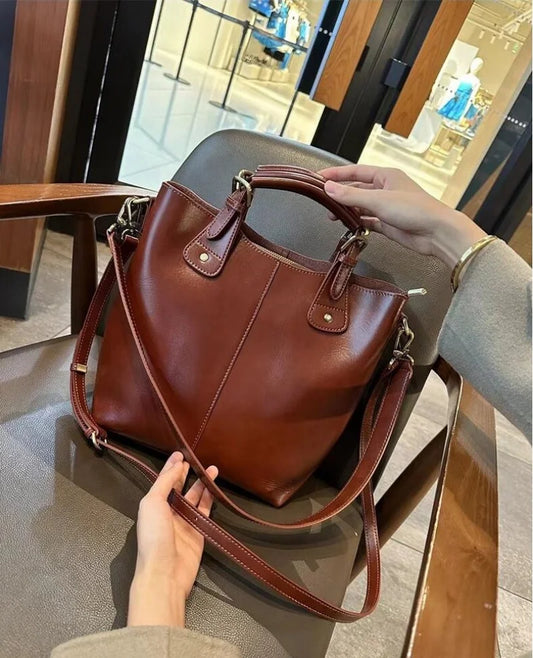 New Arrive Women's Fashion Handbags High Quality Genuine Leather Shoulder Bags Large Bucket Bags Designer Handbags