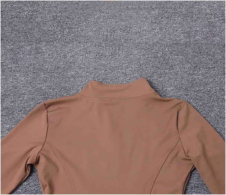 Jaqueta Esportiva Feminina de Manga Longa, Camisa de Treino, Casaco para Academia, Roupas de Yoga, Roupas Esportivas