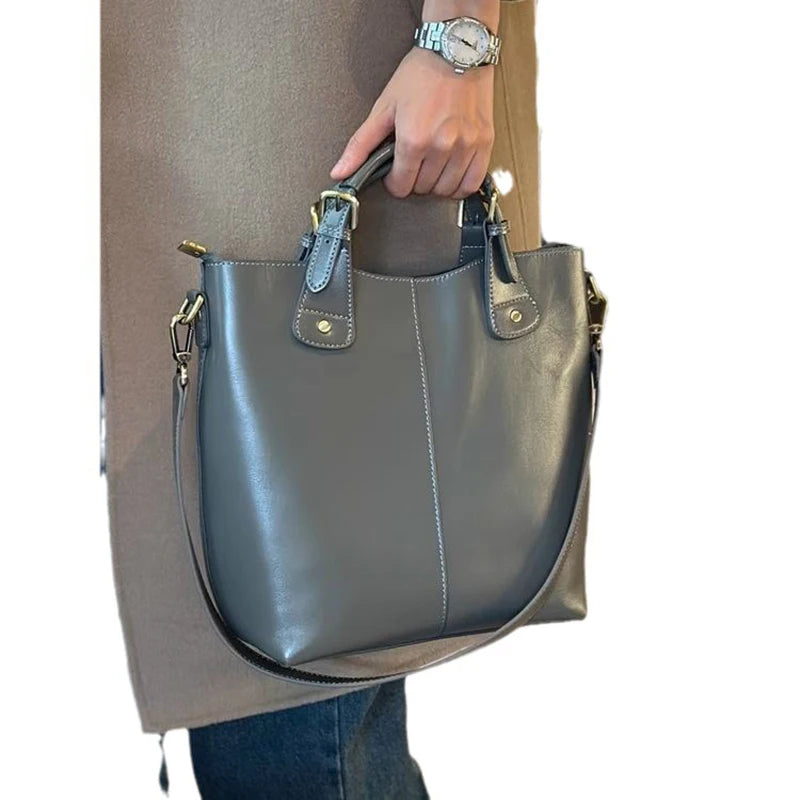 RanHuang New Arrive Women's Fashion Handbags High Quality Genuine Leather Shoulder Bags Large Bucket Bags Designer Handbags