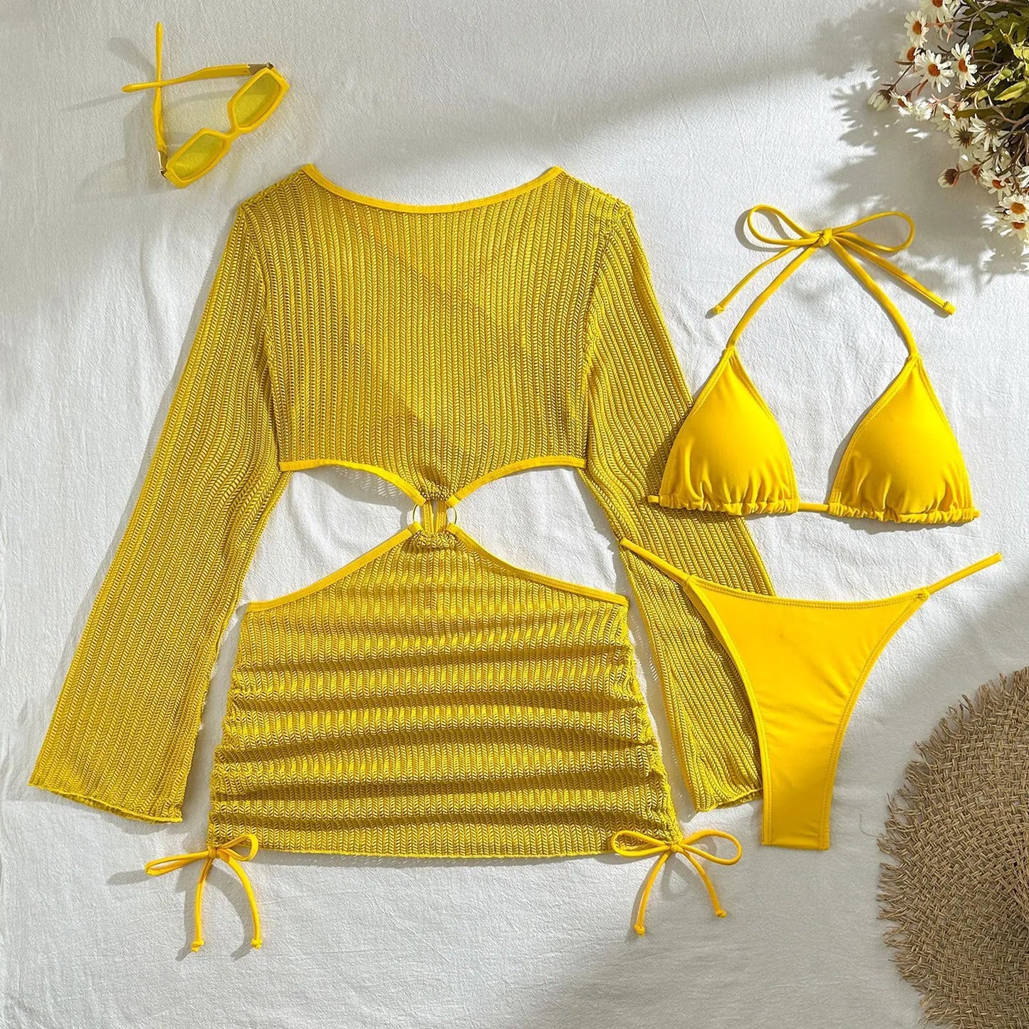 Biquínis Sexy 2025 Trajes de Banho Femininos Conjunto de Biquíni Brasileiro de Três Peças Roupas de Praia Trajes de Banho para a Piscina