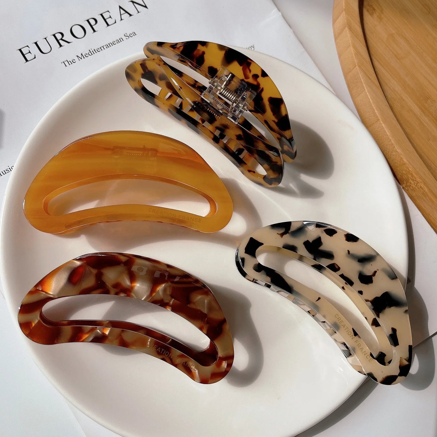 Garras de cabelo de moda feminina, estilo coreano, feitas de acetato com estampa de leopardo. Grande grampo para cabelo, acessórios de moda para meninas, presentes.