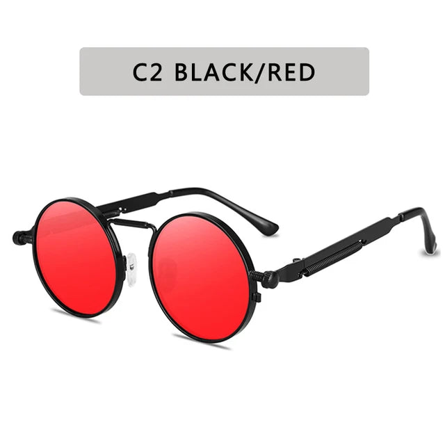 Óculos de sol estilo punk vintage para homens, armação redonda em metal, óculos de sol para mulheres, moda, eyewear, gafas de sol mulher UV400