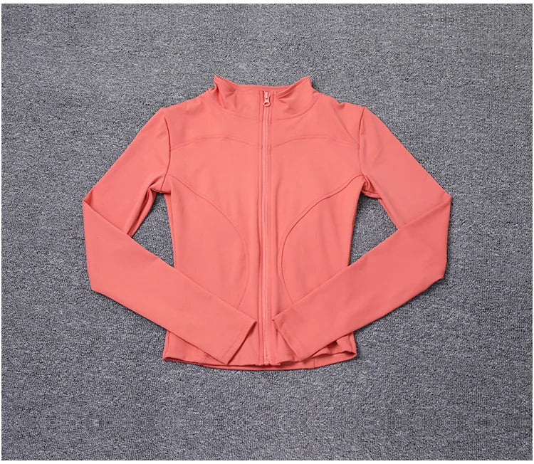Jaqueta Esportiva Feminina de Manga Longa, Camisa de Treino, Casaco para Academia, Roupas de Yoga, Roupas Esportivas
