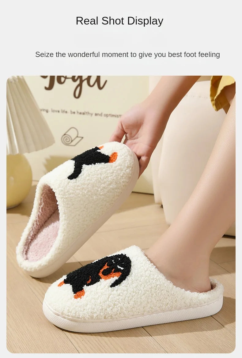 Pantufas de pelúcia de cartoon de outono e inverno para mulheres e homens, antiderrapantes, macias, confortáveis, fofas e quentinhas.