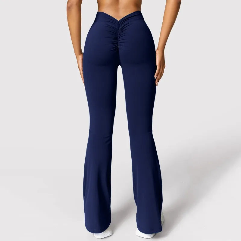 Leggings Micro Horn de Moda para Mulheres, Calças Esportivas com Cintura V nas Costas, High Waist, Levanta Bumbum, Calças de Ginástica, Leggings Casuais Slim Sólidas