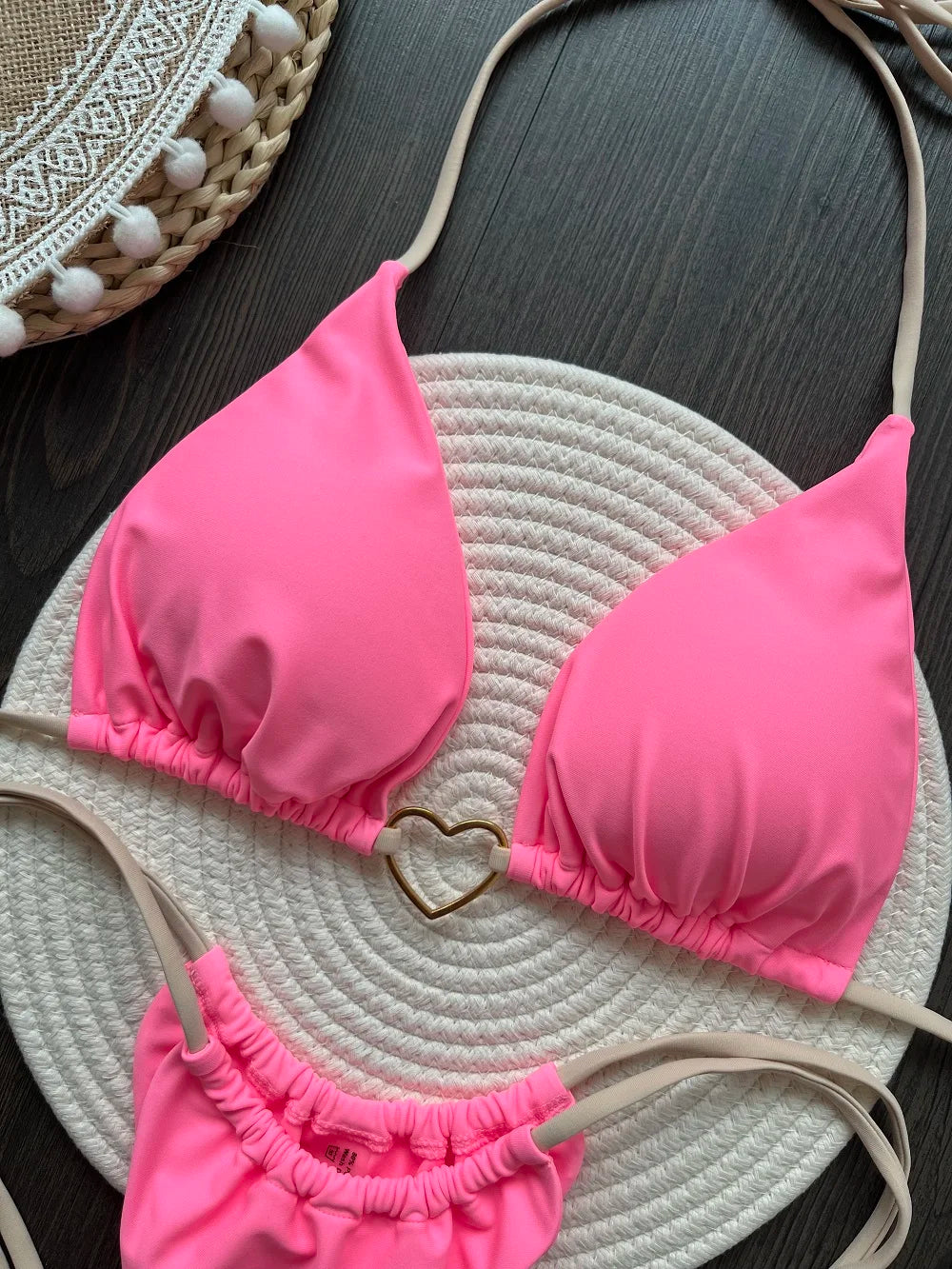 Conjunto de Biquíni Sexy Halter de Cor Sólida RUOTONSEPT, maiô feminino de duas peças, com triângulo e fio dental, traje de banho estilo brasileiro.