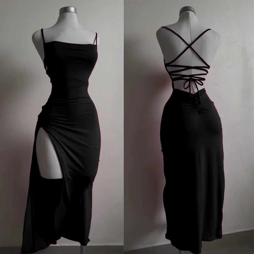 Vestido explosivo novo de verão 2024, com alça halter, bolsa Spice Girl, vestido justo ao corpo