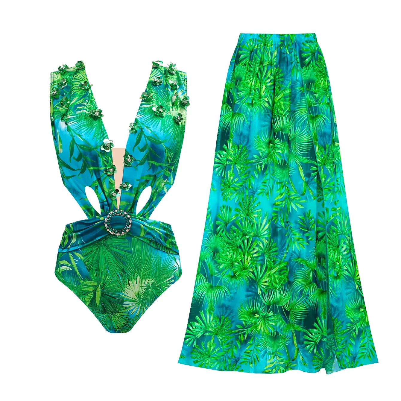 Maiô Elegante 2024 para Mulheres com Saia, Alto da Cintura, Roupas de Banho com Saia, Vestido Estampado Fashion, Praia