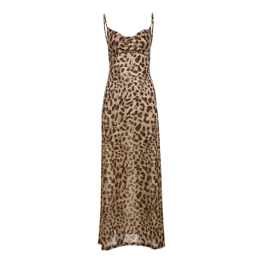 Vestido de Verão Sexy com Estampa de Onça Puss Estranha para Mulher, Com Decote Colarinho, Alças Finas, Costas Descobertas, Rendas, para Festas e Clube, Vestidos Justos
