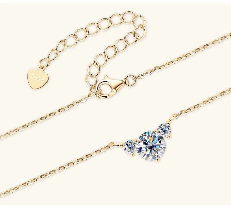Colar de Mulher D Color com Pendente em Moissanite, Prata s925, Amarelo, Coleção Completa de Moissanite para Mulheres, Colar de Luxo com Pendente em Moissanite para Mulheres