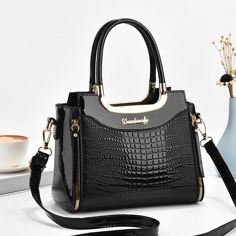 Chic Crocodile Pattern Faux Leather Crossbody Bag With Adjustable Strap - Elegant Women's Shoulder Purse For Daily Use