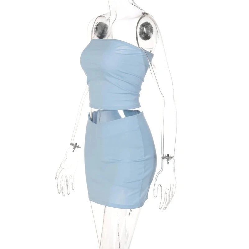 Conjuntos de Dois Peças para Festa e Balada com Tubos e Saias Mini Dulzura Mulheres Primavera 2025 Roupas para Férias Itens por Atacado para Negócios
