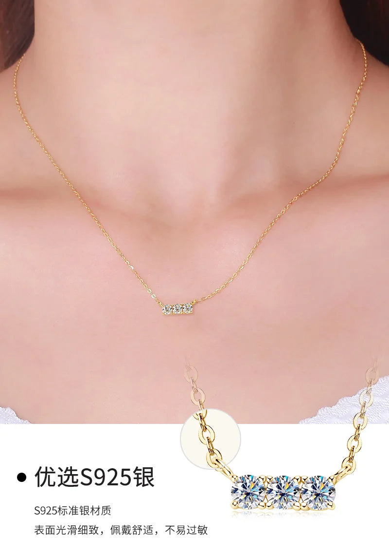 Colar de Mulher D Color com Pendente em Moissanite, Prata s925, Amarelo, Coleção Completa de Moissanite para Mulheres, Colar de Luxo com Pendente em Moissanite para Mulheres