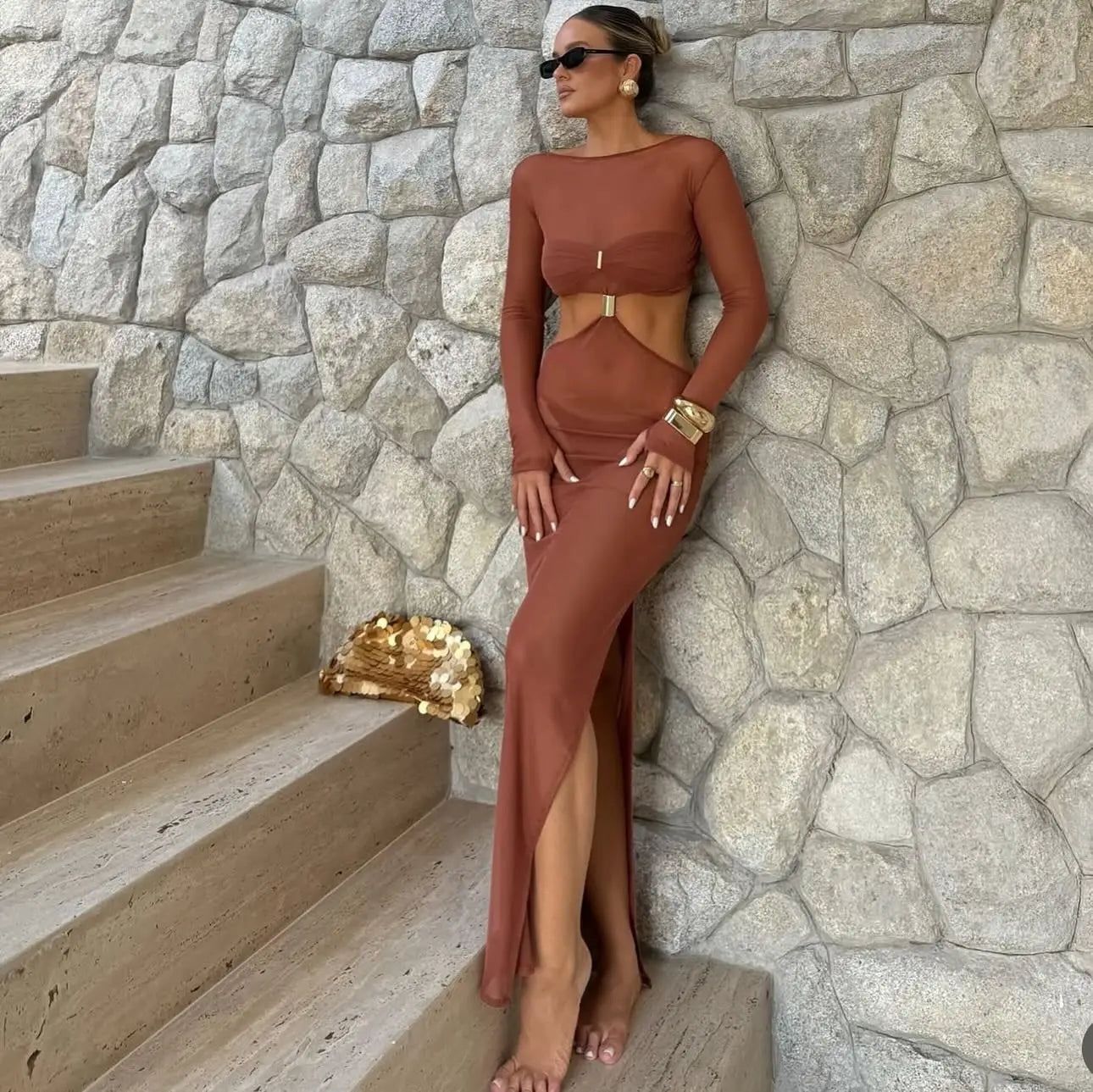 Biquíni Fatiado de 3 Peças Sexy para Mulheres, Maiô com Saia Longa, Cobertura para Praia, Roupa de Banho, Bodysuit