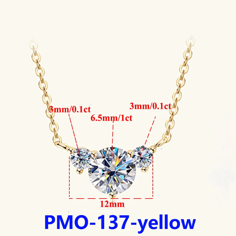 Colar de Mulher D Color com Pendente em Moissanite, Prata s925, Amarelo, Coleção Completa de Moissanite para Mulheres, Colar de Luxo com Pendente em Moissanite para Mulheres