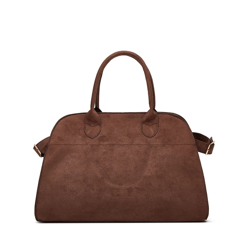 Design Handbag Leather High-Capacity Commuting Bag, Fashionable Cowhide Suede Briefcase Tote Bag Travel Bag Suede