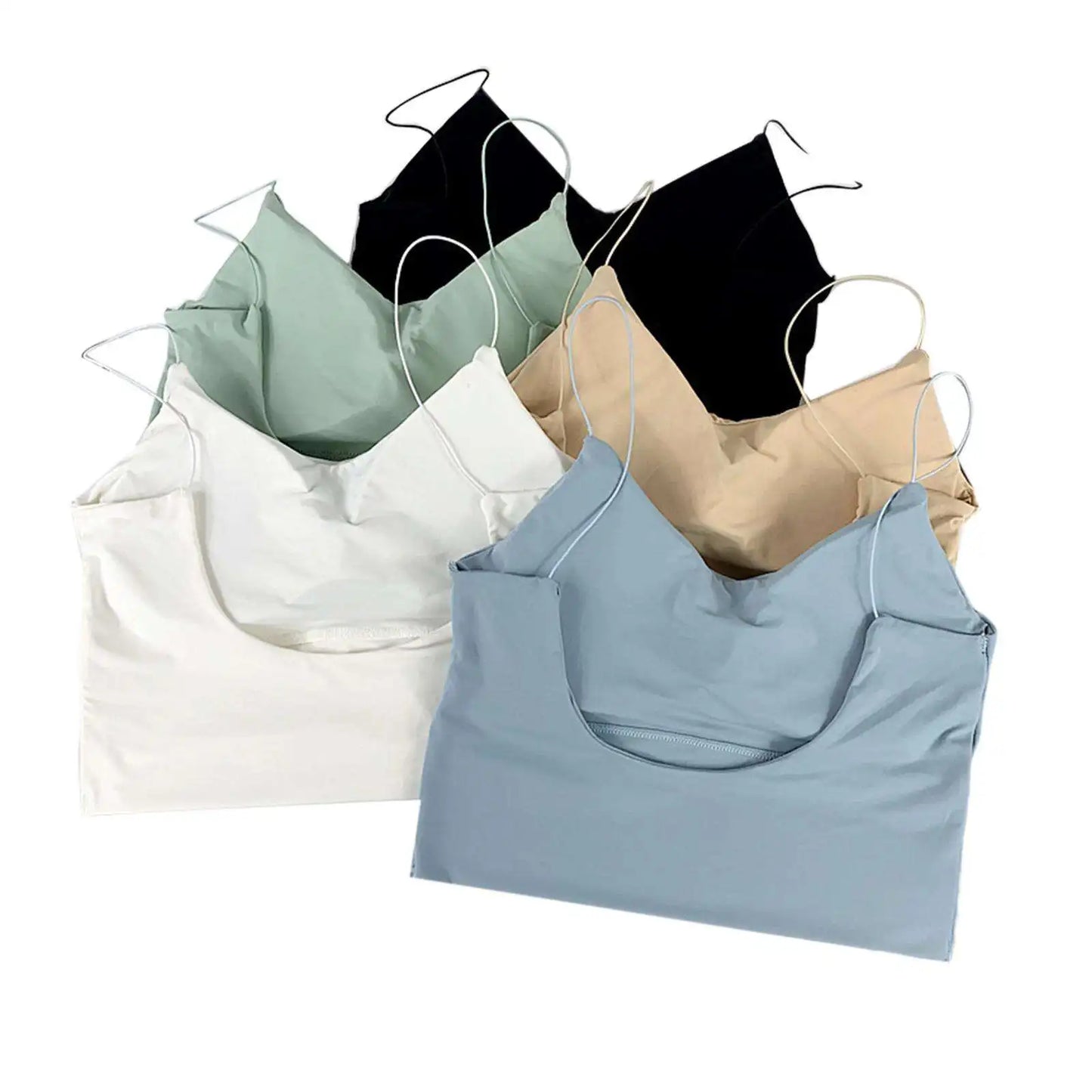 1 peça de Camisola Sem Costura em Tecido de Seda Gelada para Mulheres - Top Esportivo Sem Fios com Sutiã Almofadado Bralette