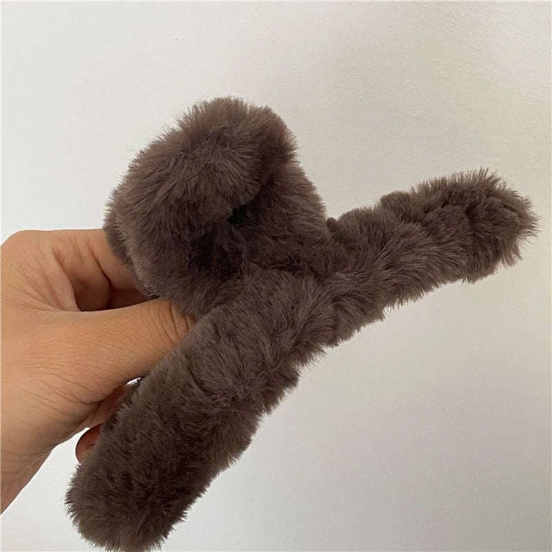 Clips de cabelo de tubarão grande em pelúcia de urso de cartoon com cabelo, claw faux fur, moda coreana para outono e inverno, clipes de caranguejo INS novos e presilhas.
