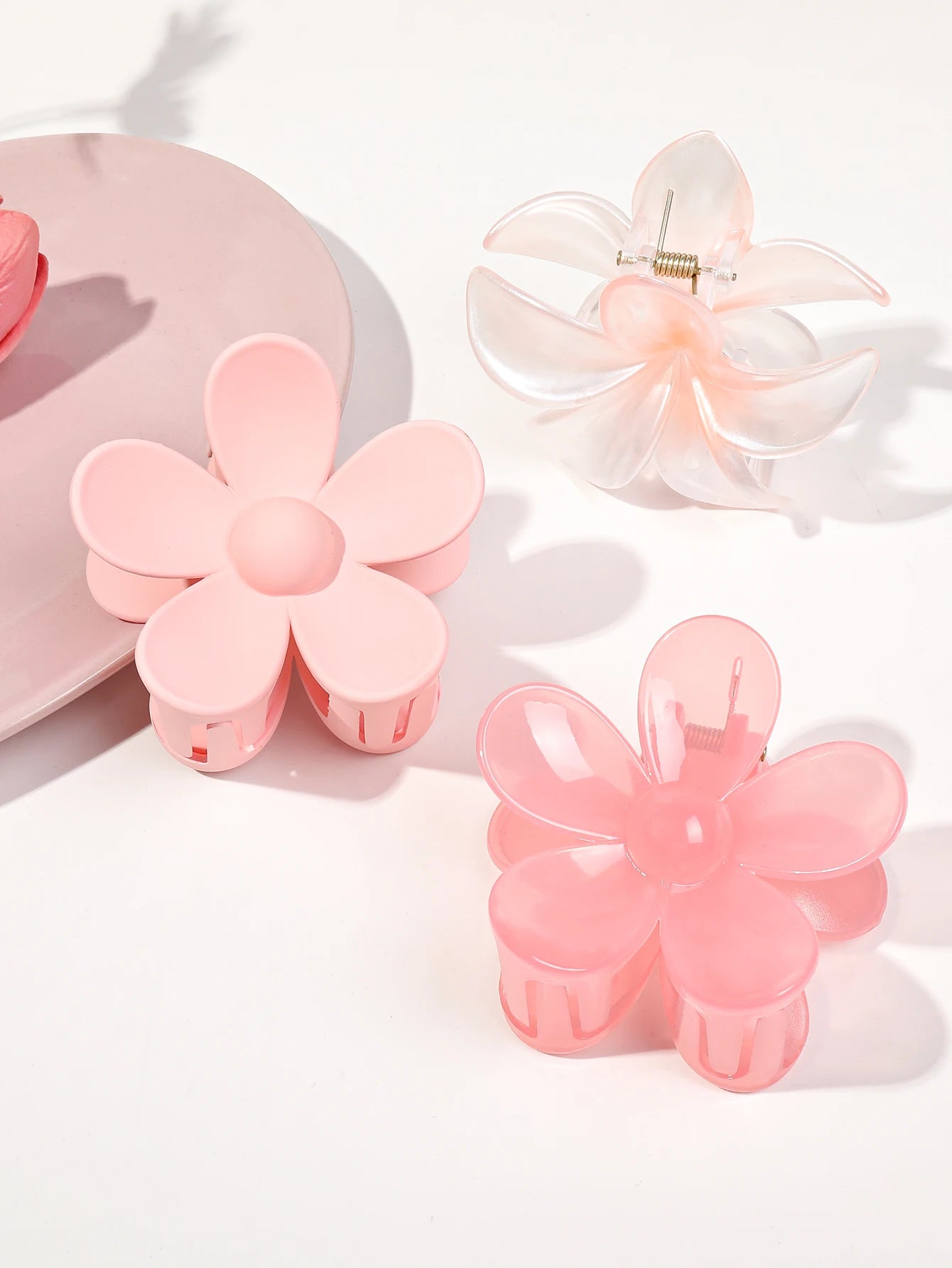 4 Peças de Grampos de Cabelo em Flor Rosa de 3 Polegadas, Grampos de Cabelo Grandes para Mulheres com Cabelo Fino, Grosso ou Cacheado, Grampos de Mandíbula com Forte Fixação dos Anos 90